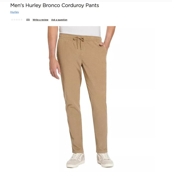 HURLEY NWT Men's Bronco Corduroy Lightweight Pants Tan Size Small Inseam 28.5 - Picture 1 of 11